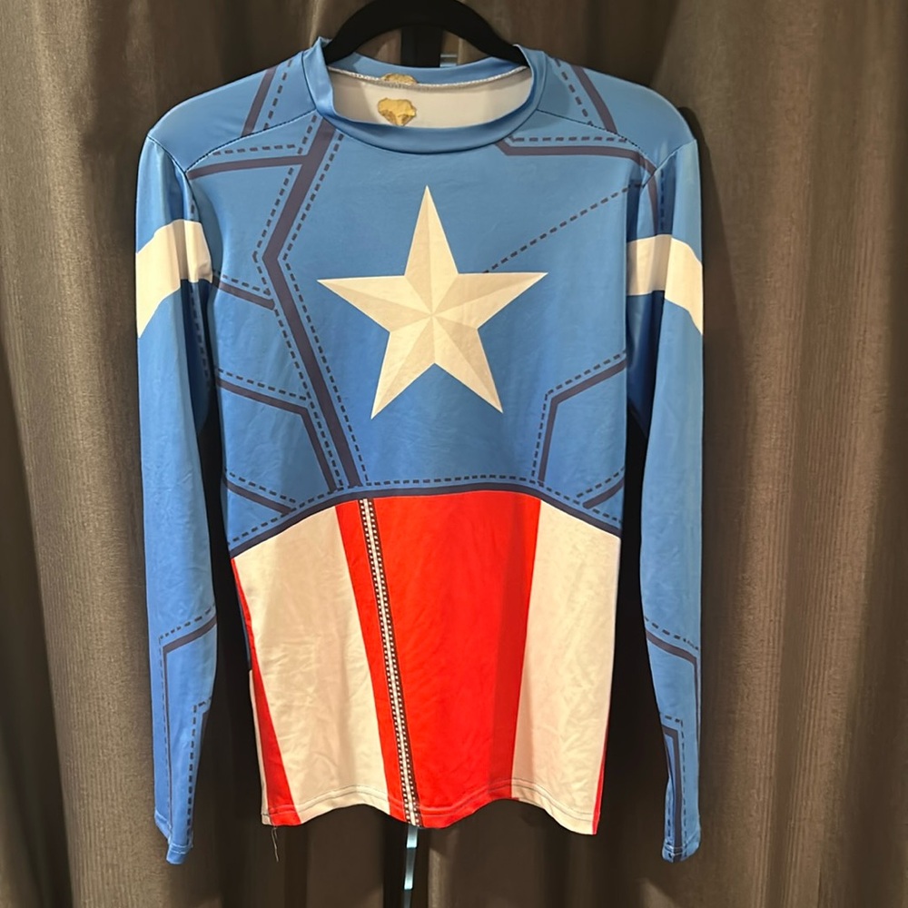Captain America fitted workout long sleeve tee
